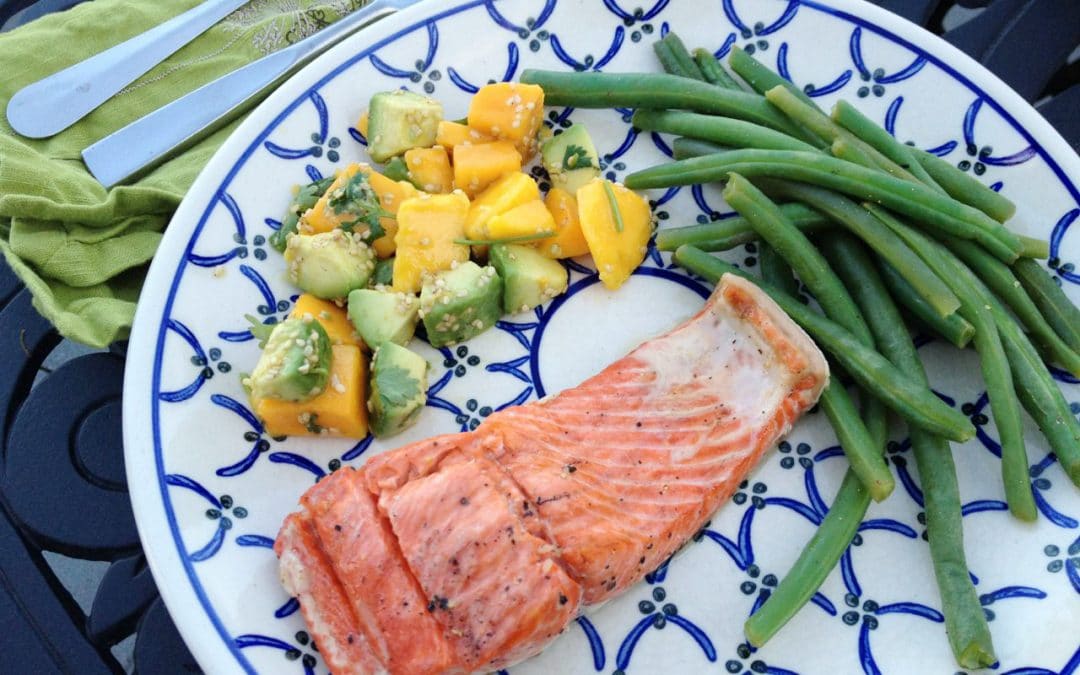 Grilled salmon.